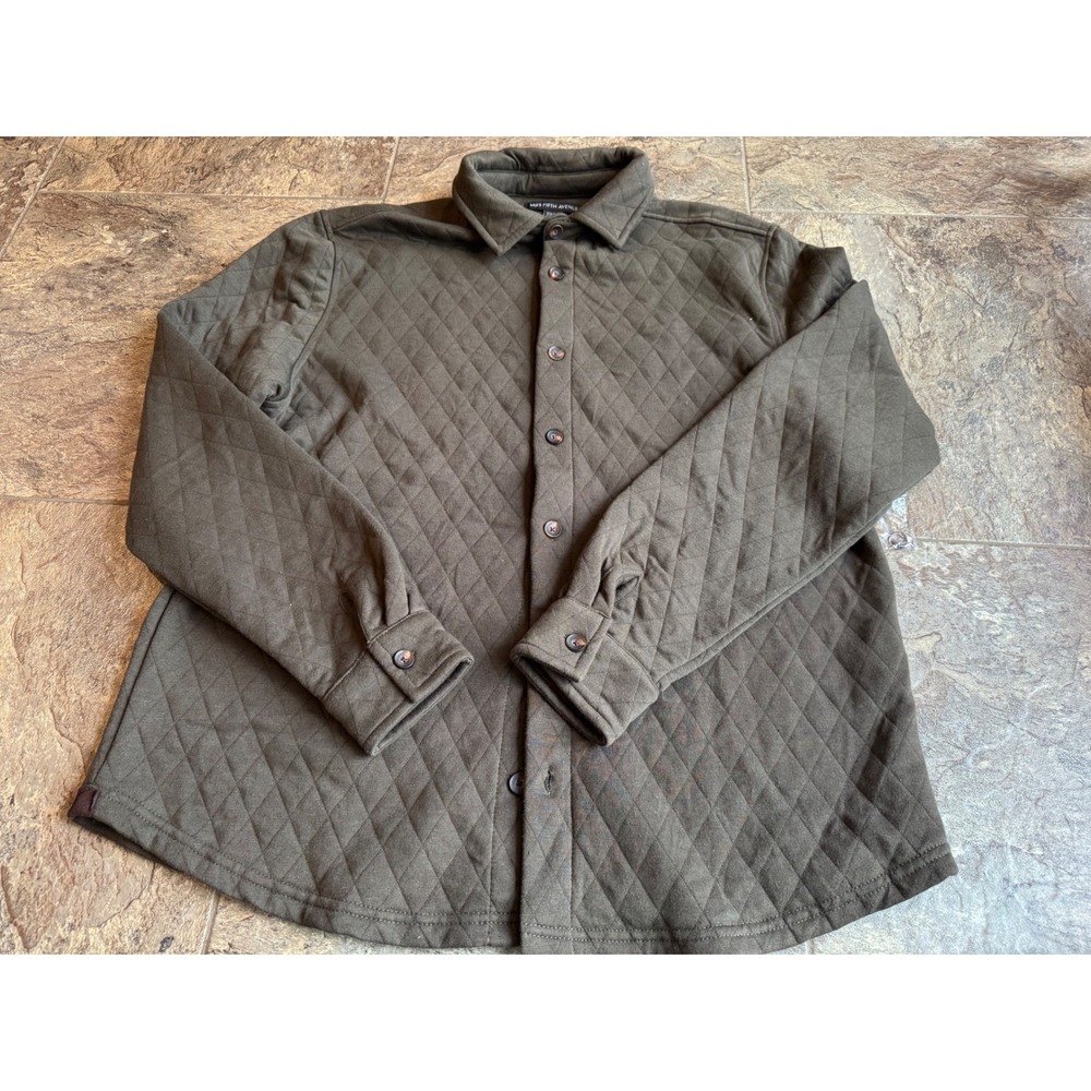 NWOT Saks Fifth Avenue‎ Mens XL Quilted Button Down Jacket Olive Green